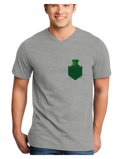 Leprechaun Peeking Out of Faux Pocket Adult V-Neck T-shirt by TooLoud-Mens V-Neck T-Shirt-TooLoud-HeatherGray-Small-Davson Sales