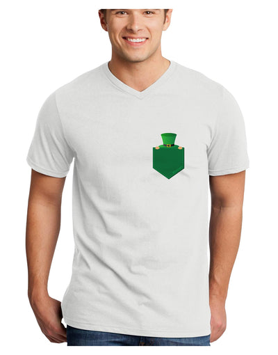 Leprechaun Peeking Out of Faux Pocket Adult V-Neck T-shirt by TooLoud-Mens V-Neck T-Shirt-TooLoud-White-Small-Davson Sales