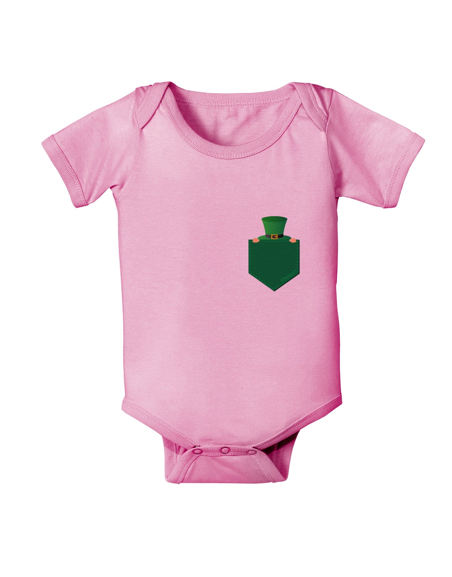 Leprechaun Peeking Out of Faux Pocket Baby Romper Bodysuit by TooLoud-Baby Romper-TooLoud-Light-Pink-06-Months-Davson Sales