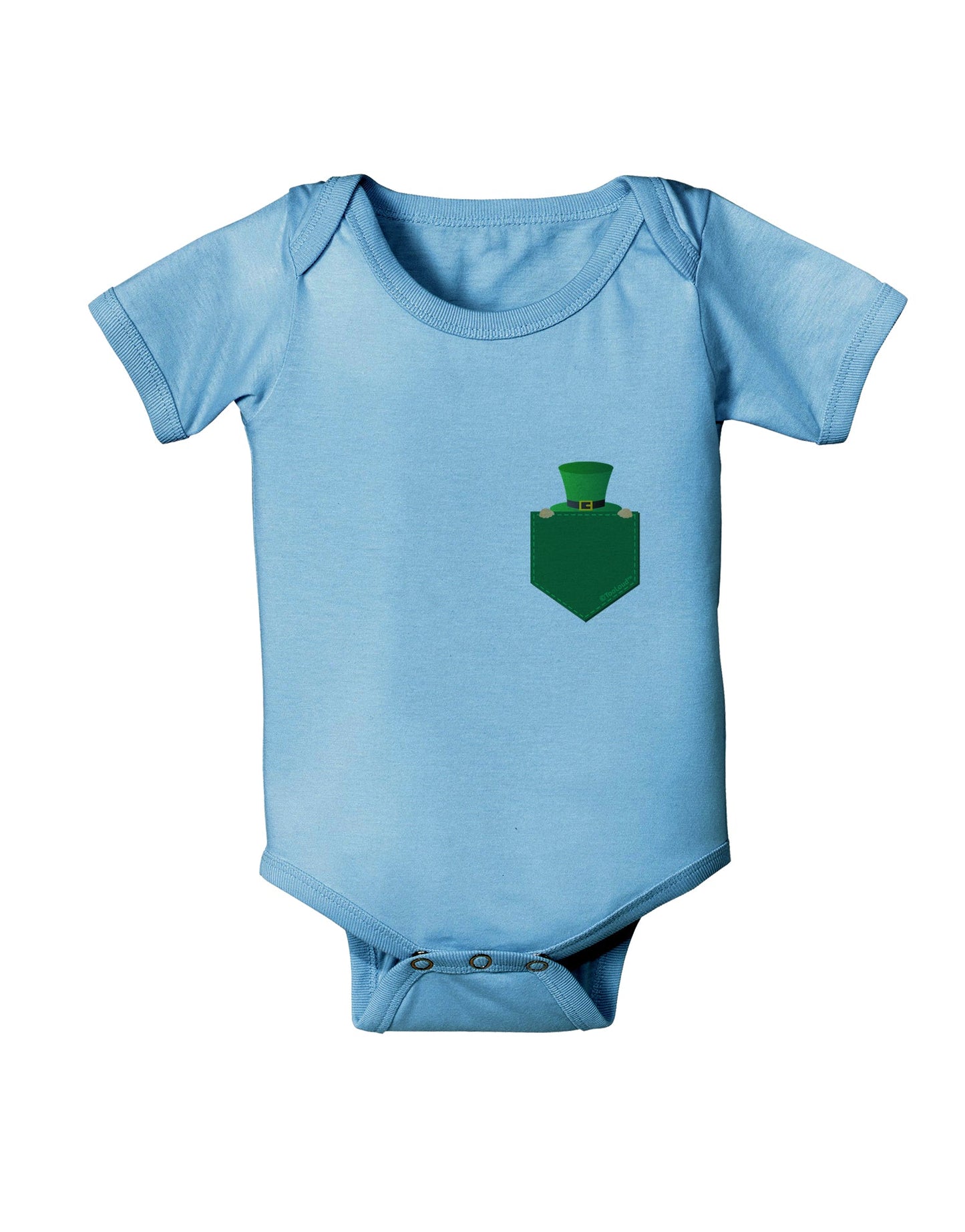 Leprechaun Peeking Out of Faux Pocket Baby Romper Bodysuit by TooLoud-Baby Romper-TooLoud-Light-Blue-06-Months-Davson Sales