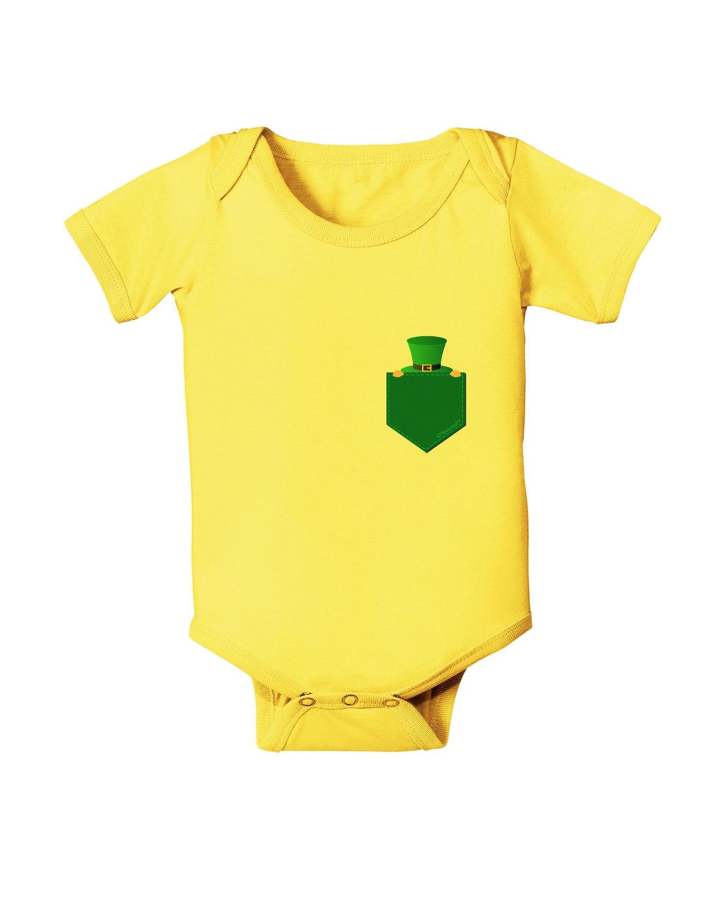 Leprechaun Peeking Out of Faux Pocket Baby Romper Bodysuit by TooLoud-Baby Romper-TooLoud-Yellow-06-Months-Davson Sales
