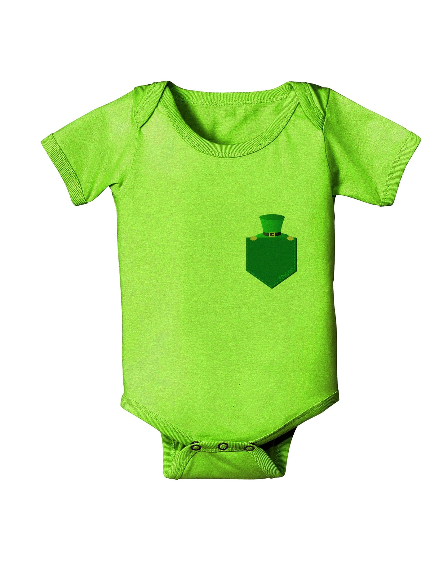Leprechaun Peeking Out of Faux Pocket Baby Romper Bodysuit by TooLoud-Baby Romper-TooLoud-Lime-Green-06-Months-Davson Sales