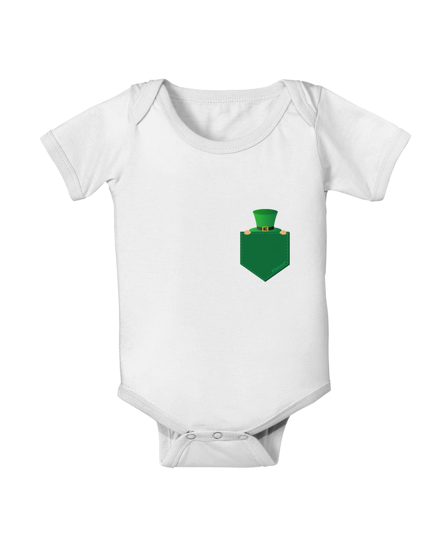 Leprechaun Peeking Out of Faux Pocket Baby Romper Bodysuit by TooLoud-Baby Romper-TooLoud-White-06-Months-Davson Sales