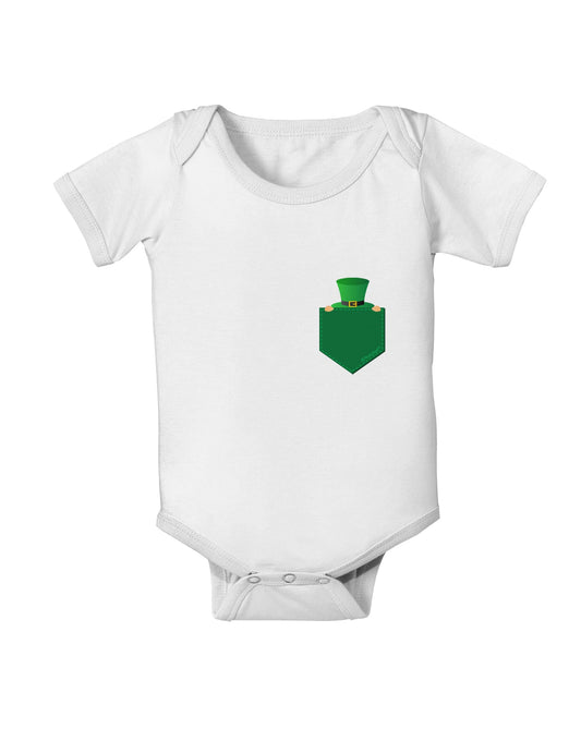 Leprechaun Peeking Out of Faux Pocket Baby Romper Bodysuit by TooLoud-Baby Romper-TooLoud-White-06-Months-Davson Sales