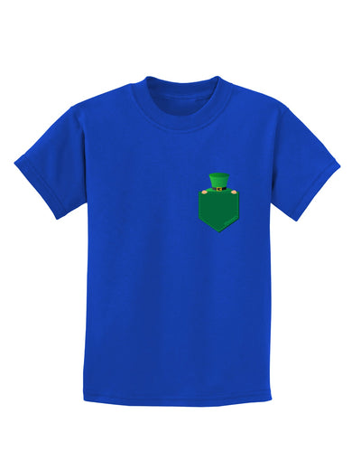 Leprechaun Peeking Out of Faux Pocket Childrens Dark T-Shirt by TooLoud-Childrens T-Shirt-TooLoud-Royal-Blue-X-Small-Davson Sales