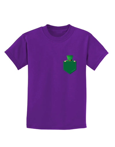 Leprechaun Peeking Out of Faux Pocket Childrens Dark T-Shirt by TooLoud-Childrens T-Shirt-TooLoud-Purple-X-Small-Davson Sales