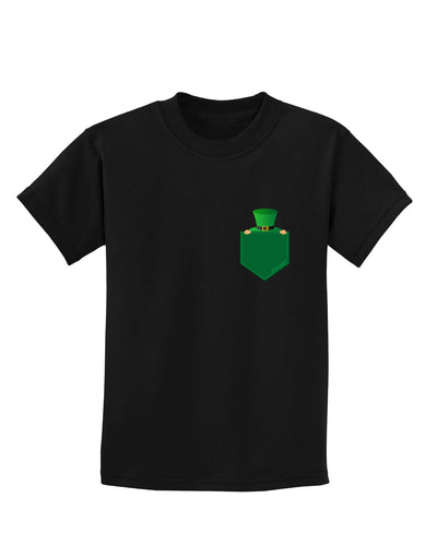 Leprechaun Peeking Out of Faux Pocket Childrens Dark T-Shirt by TooLoud-Childrens T-Shirt-TooLoud-Black-X-Small-Davson Sales