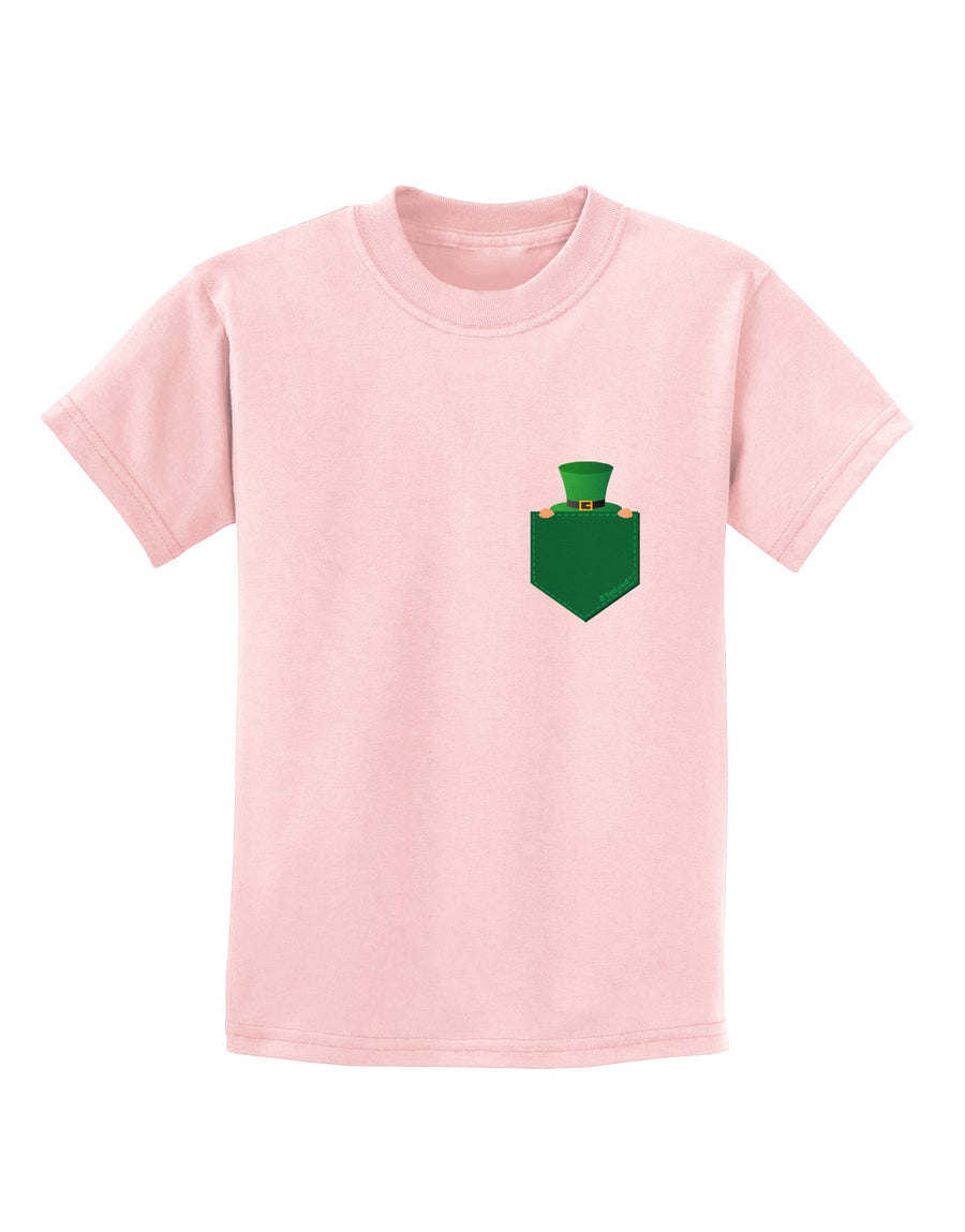 Leprechaun Peeking Out of Faux Pocket Childrens T-Shirt by TooLoud-Childrens T-Shirt-TooLoud-White-X-Small-Davson Sales