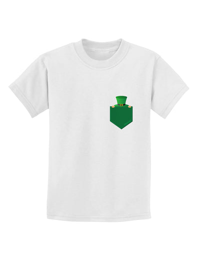 Leprechaun Peeking Out of Faux Pocket Childrens T-Shirt by TooLoud-Childrens T-Shirt-TooLoud-White-X-Small-Davson Sales