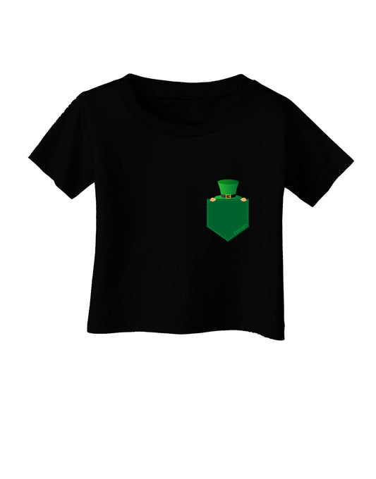 Leprechaun Peeking Out of Faux Pocket Infant T-Shirt Dark by TooLoud-Infant T-Shirt-TooLoud-Black-06-Months-Davson Sales