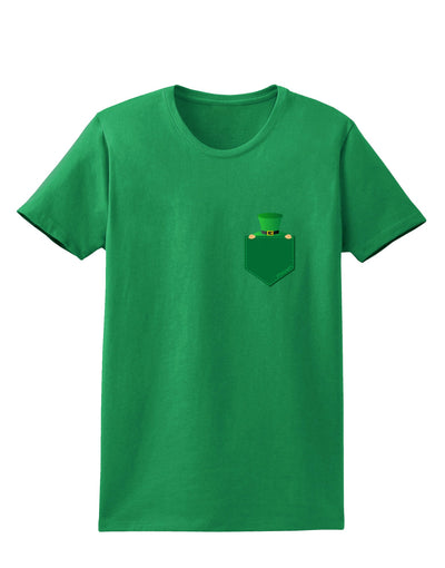 Leprechaun Peeking Out of Faux Pocket Womens Dark T-Shirt by TooLoud-Womens T-Shirt-TooLoud-Kelly-Green-X-Small-Davson Sales