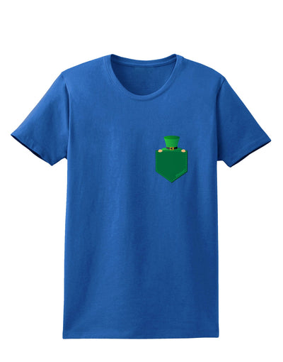 Leprechaun Peeking Out of Faux Pocket Womens Dark T-Shirt by TooLoud-Womens T-Shirt-TooLoud-Royal-Blue-X-Small-Davson Sales