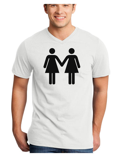 Lesbian Women Holding Hands LGBT Adult V-Neck T-shirt-Mens V-Neck T-Shirt-TooLoud-White-Small-Davson Sales