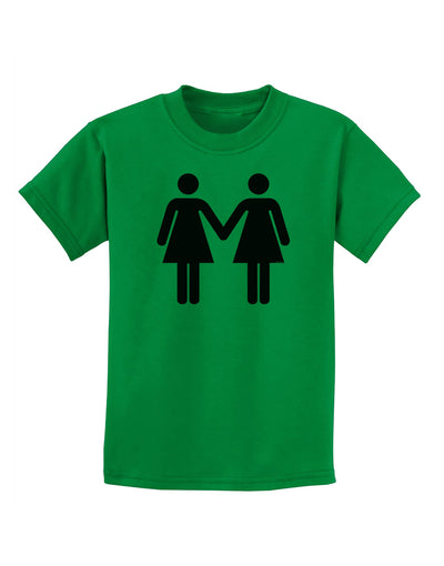 Lesbian Women Holding Hands LGBT Childrens T-Shirt-Childrens T-Shirt-TooLoud-Kelly-Green-X-Small-Davson Sales