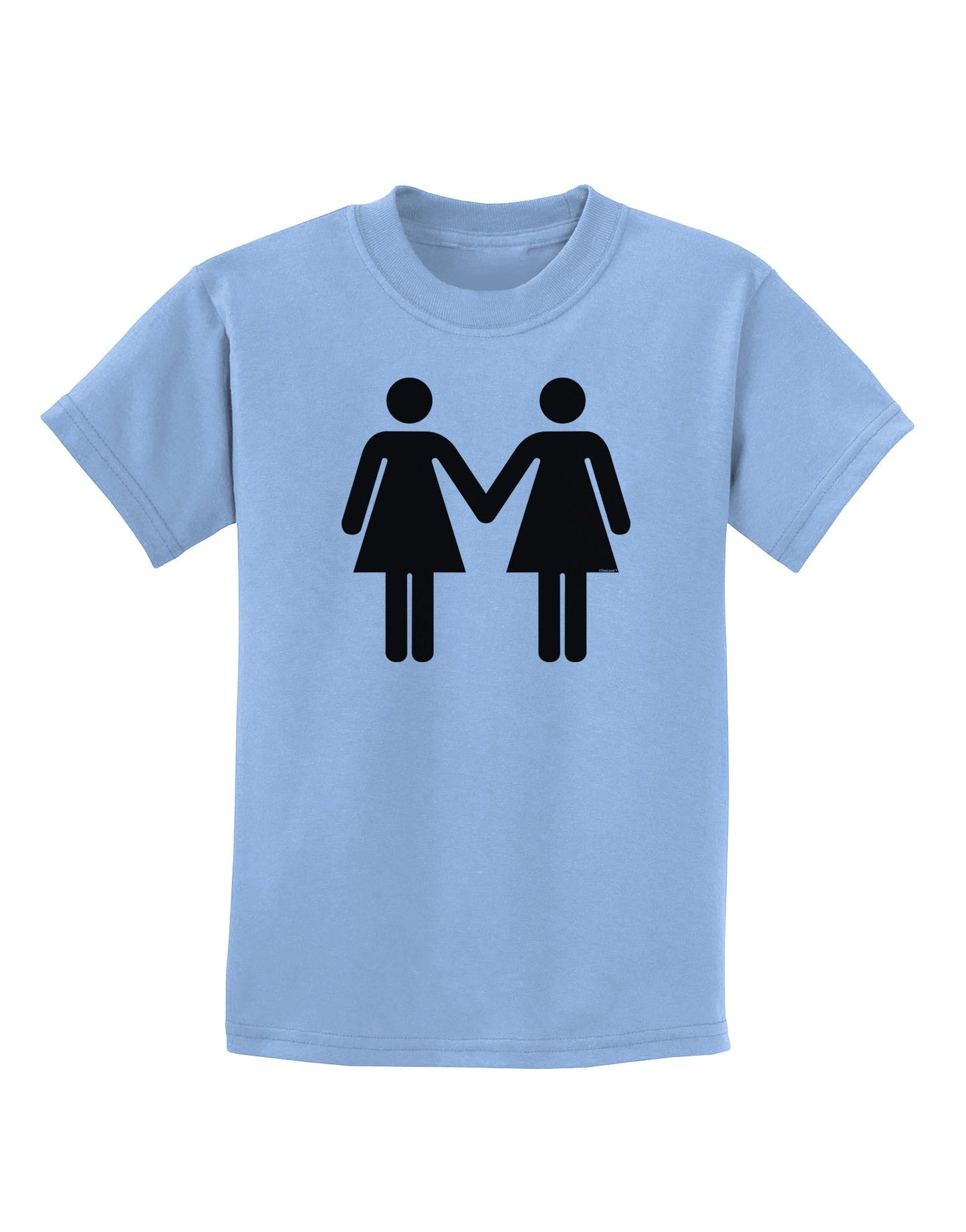 Lesbian Women Holding Hands LGBT Childrens T-Shirt-Childrens T-Shirt-TooLoud-Light-Blue-X-Small-Davson Sales