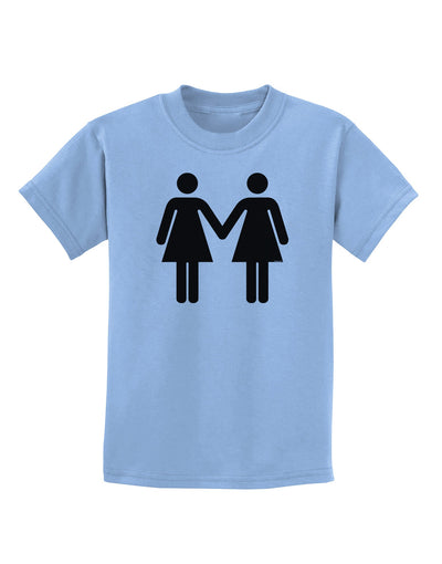 Lesbian Women Holding Hands LGBT Childrens T-Shirt-Childrens T-Shirt-TooLoud-Light-Blue-X-Small-Davson Sales