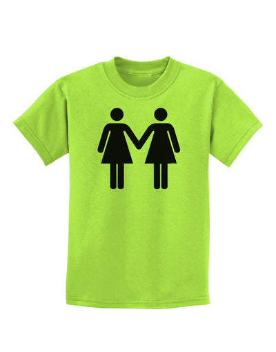 Lesbian Women Holding Hands LGBT Childrens T-Shirt-Childrens T-Shirt-TooLoud-Lime-Green-X-Small-Davson Sales