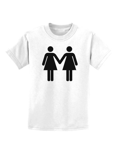 Lesbian Women Holding Hands LGBT Childrens T-Shirt-Childrens T-Shirt-TooLoud-White-X-Small-Davson Sales