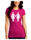 Lesbian Women Holding Hands LGBT Juniors Crew Dark T-Shirt-T-Shirts Juniors Tops-TooLoud-Hot-Pink-Juniors Fitted Small-Davson Sales