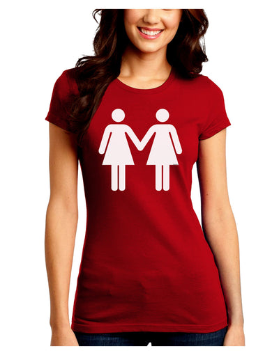 Lesbian Women Holding Hands LGBT Juniors Crew Dark T-Shirt-T-Shirts Juniors Tops-TooLoud-Red-Juniors Fitted Small-Davson Sales