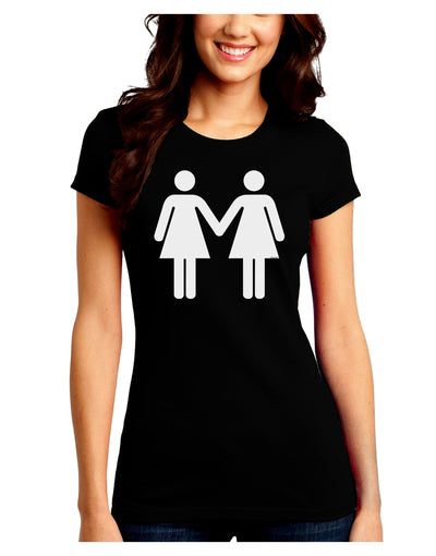 Lesbian Women Holding Hands LGBT Juniors Crew Dark T-Shirt-T-Shirts Juniors Tops-TooLoud-Black-Juniors Fitted Small-Davson Sales