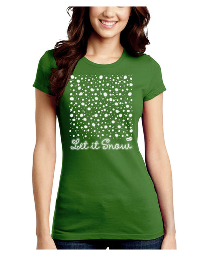 Let It Snow Falling Snowflakes - Christmas Juniors Crew Dark T-Shirt-T-Shirts Juniors Tops-TooLoud-Kiwi-Green-Juniors Fitted Small-Davson Sales