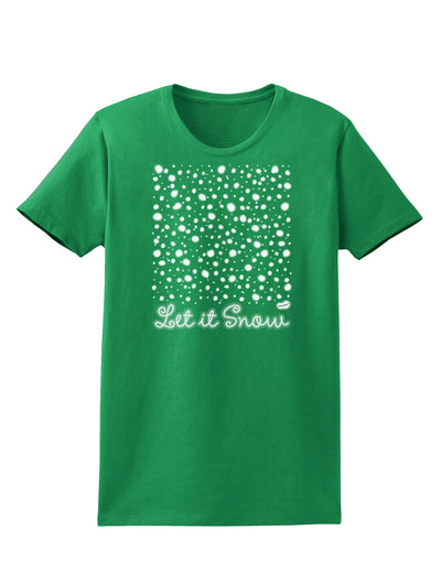 Let It Snow Falling Snowflakes - Christmas Womens Dark T-Shirt-TooLoud-Kelly-Green-X-Small-Davson Sales