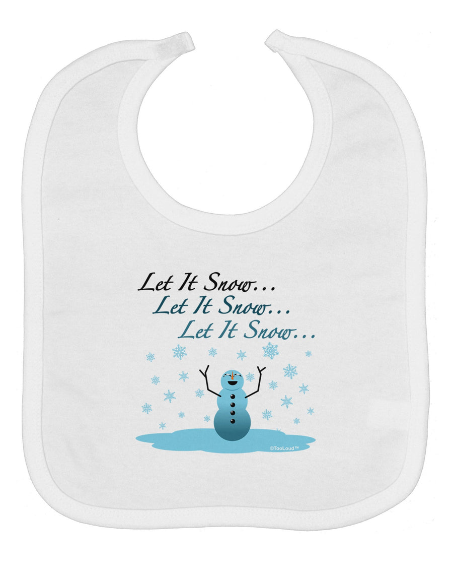 Let It Snow Happy Snowman Baby Bib