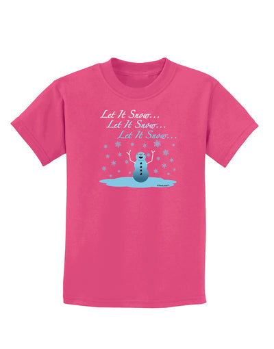 Let It Snow Happy Snowman Childrens Dark T-Shirt-Childrens T-Shirt-TooLoud-Sangria-X-Small-Davson Sales