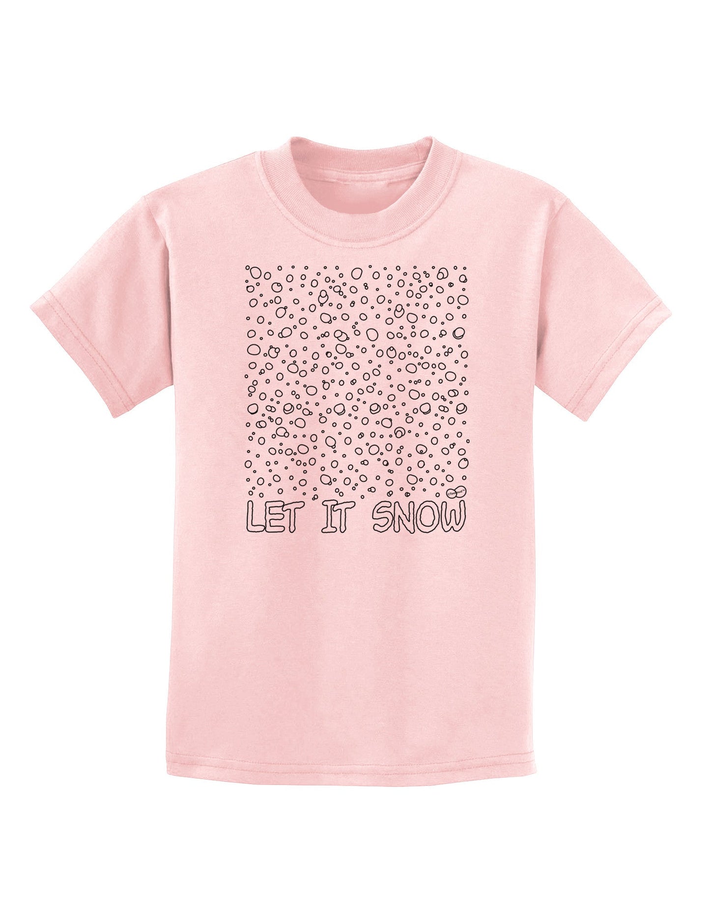 Let It Snow Text Snowflakes - Christmas Childrens T-Shirt-Childrens T-Shirt-TooLoud-PalePink-X-Small-Davson Sales