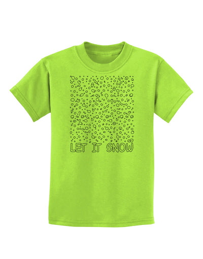 Let It Snow Text Snowflakes - Christmas Childrens T-Shirt-Childrens T-Shirt-TooLoud-Lime-Green-X-Small-Davson Sales