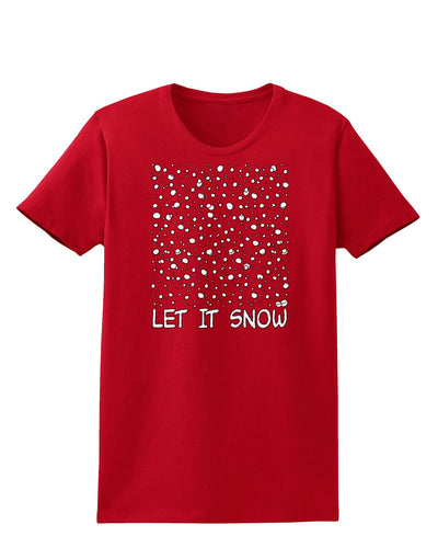 Let It Snow Text Snowflakes - Christmas Womens Dark T-Shirt-TooLoud-Red-X-Small-Davson Sales