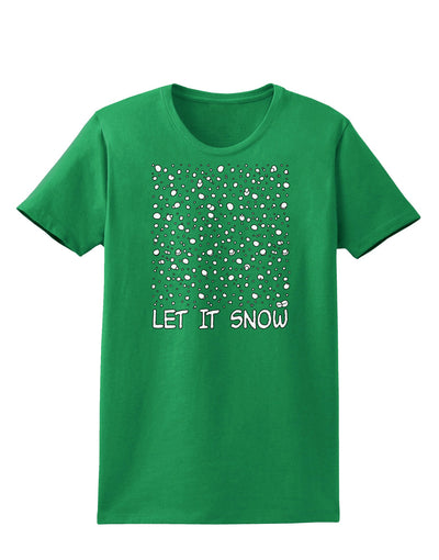 Let It Snow Text Snowflakes - Christmas Womens Dark T-Shirt-TooLoud-Kelly-Green-X-Small-Davson Sales
