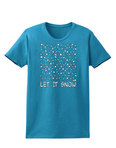 Let It Snow Text Snowflakes - Christmas Womens Dark T-Shirt-TooLoud-Turquoise-X-Small-Davson Sales