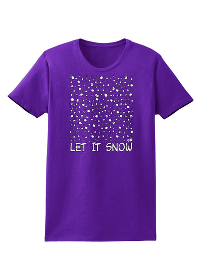 Let It Snow Text Snowflakes - Christmas Womens Dark T-Shirt-TooLoud-Purple-X-Small-Davson Sales