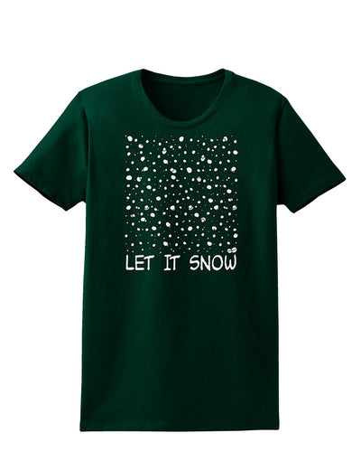 Let It Snow Text Snowflakes - Christmas Womens Dark T-Shirt-TooLoud-Forest-Green-Small-Davson Sales