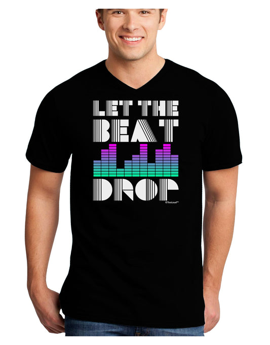 Let the Beat Drop Design Adult Dark V-Neck T-Shirt by TooLoud-Mens V-Neck T-Shirt-TooLoud-Black-Small-Davson Sales