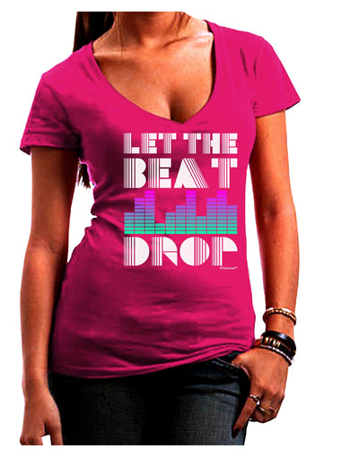 Let the Beat Drop Design Juniors V-Neck Dark T-Shirt by TooLoud-Womens V-Neck T-Shirts-TooLoud-Hot-Pink-Juniors Fitted Small-Davson Sales