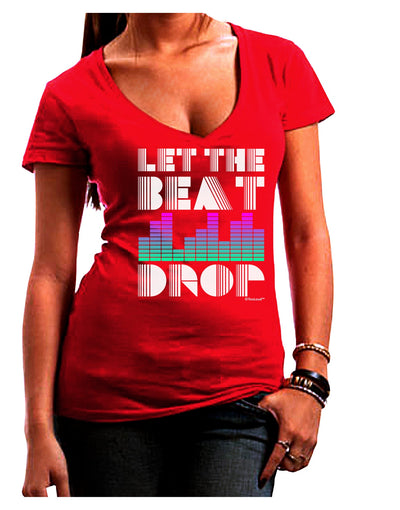 Let the Beat Drop Design Juniors V-Neck Dark T-Shirt by TooLoud-Womens V-Neck T-Shirts-TooLoud-Red-Juniors Fitted Small-Davson Sales