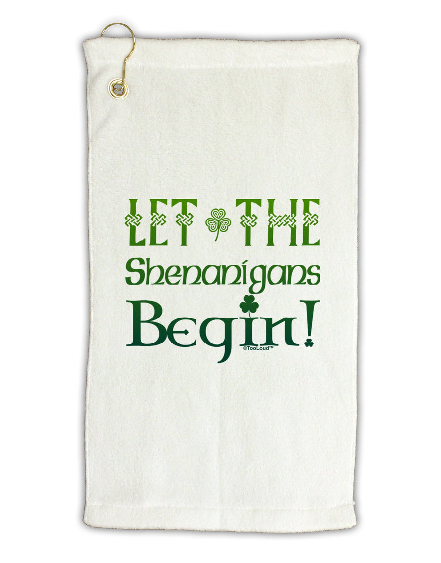 Let the Shenanigans Begin Micro Terry Gromet Golf Towel 16 x 25 inch-Golf Towel-TooLoud-White-Davson Sales