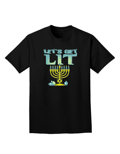 Let's Get Lit Menorah Adult Dark T-Shirt-Mens T-Shirt-TooLoud-Black-Small-Davson Sales