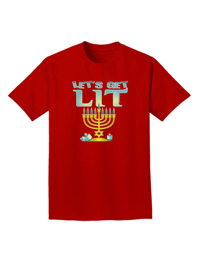 Let's Get Lit Menorah Adult Dark T-Shirt-Mens T-Shirt-TooLoud-Red-Small-Davson Sales