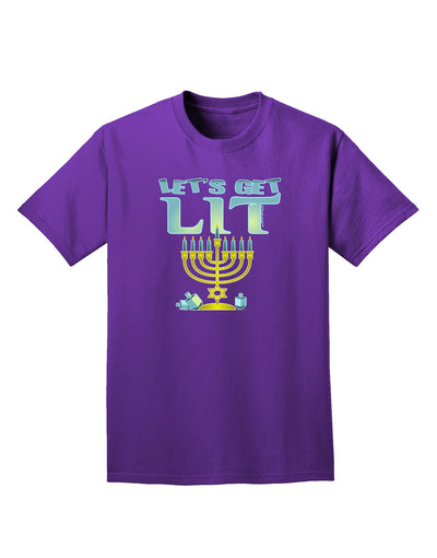 Let's Get Lit Menorah Adult Dark T-Shirt-Mens T-Shirt-TooLoud-Purple-Small-Davson Sales