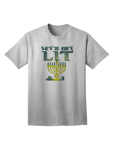 Let's Get Lit Menorah Adult T-Shirt-Mens T-Shirt-TooLoud-AshGray-Small-Davson Sales