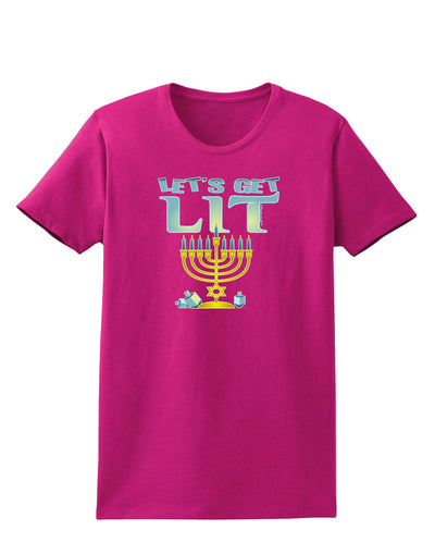 Let's Get Lit Menorah Womens Dark T-Shirt-Womens T-Shirt-TooLoud-Hot-Pink-Small-Davson Sales
