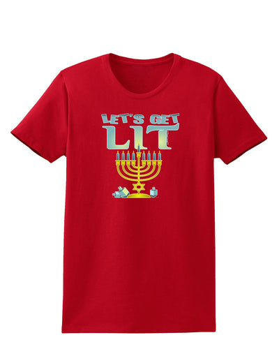 Let's Get Lit Menorah Womens Dark T-Shirt-Womens T-Shirt-TooLoud-Red-X-Small-Davson Sales