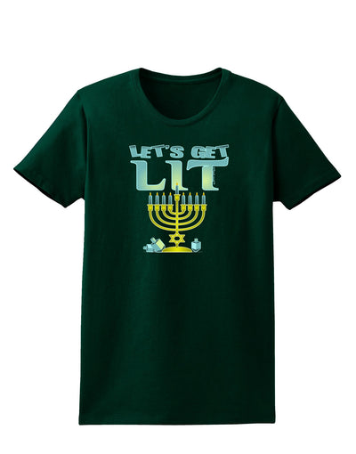 Let's Get Lit Menorah Womens Dark T-Shirt-Womens T-Shirt-TooLoud-Forest-Green-Small-Davson Sales