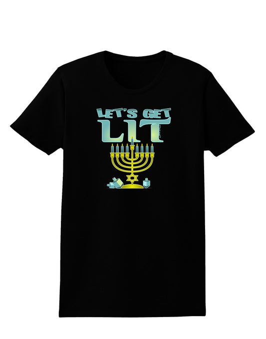 Let's Get Lit Menorah Womens Dark T-Shirt-Womens T-Shirt-TooLoud-Black-X-Small-Davson Sales
