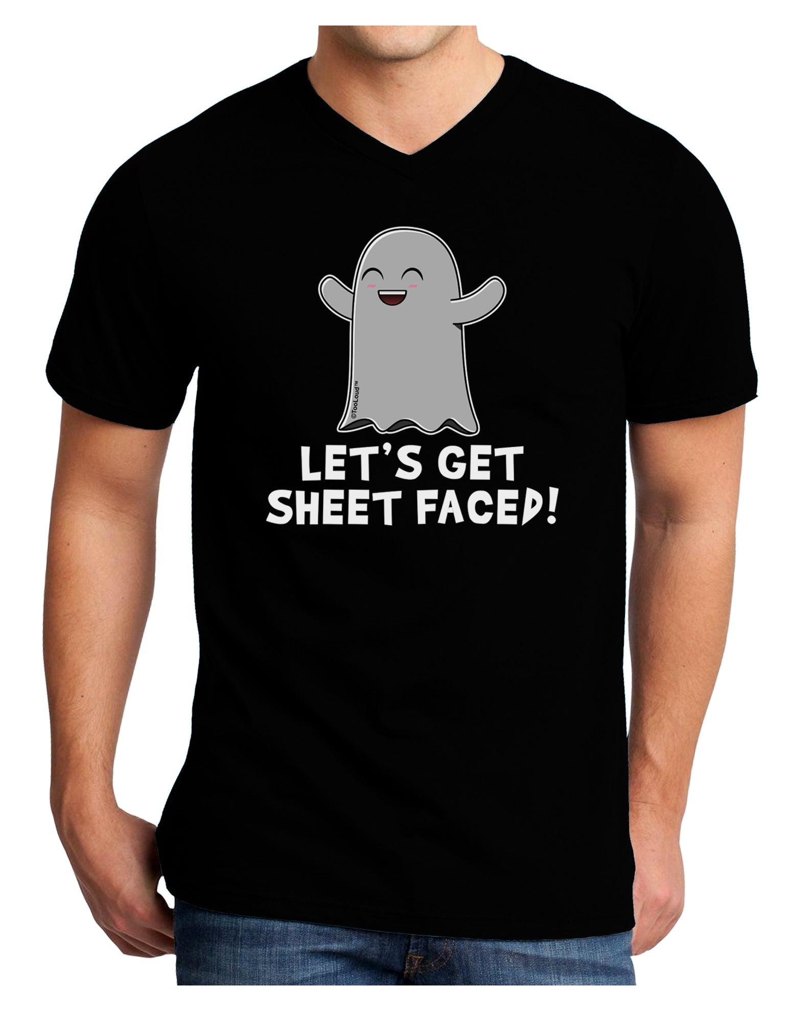 Let's Get Sheet Faced Adult Dark V-Neck T-Shirt by TooLoud-Mens V-Neck T-Shirt-TooLoud-Black-Small-Davson Sales