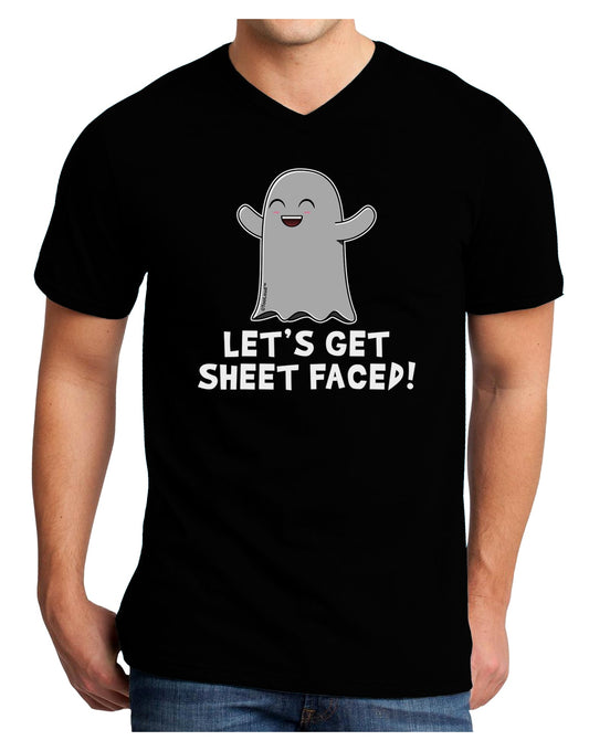 Let's Get Sheet Faced Adult Dark V-Neck T-Shirt by TooLoud-Mens V-Neck T-Shirt-TooLoud-Black-Small-Davson Sales